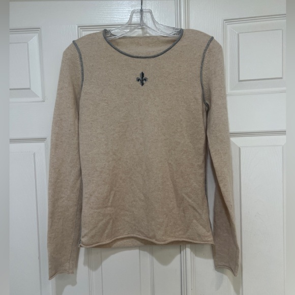 Sutton Cashmere Beige Color Cashmere Lightweight base layer sweater size small - Picture 1 of 10